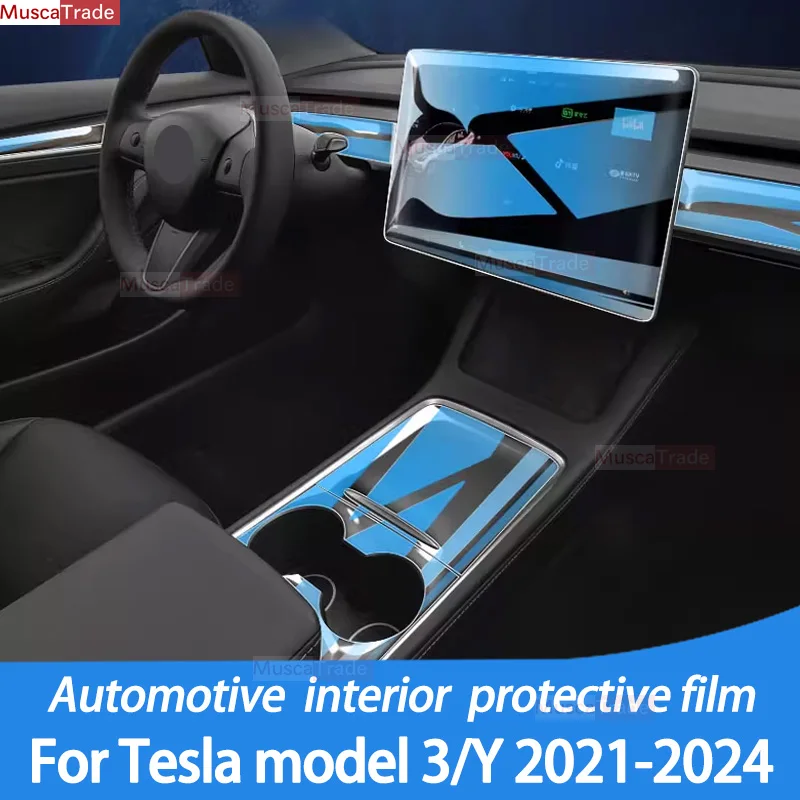 

Для TESLA Model 3/Y 2022 2023 2024 панель редуктора экрана навигации Защитная пленка для автомобильного интерьера аксессуары против царапин