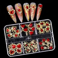 30Pcs 3D Love Heart Nail Charms Jewelry Red Pink Nail Rhinestones Crystal Glass Magic Wand Nail Art Decorations Accessories 2