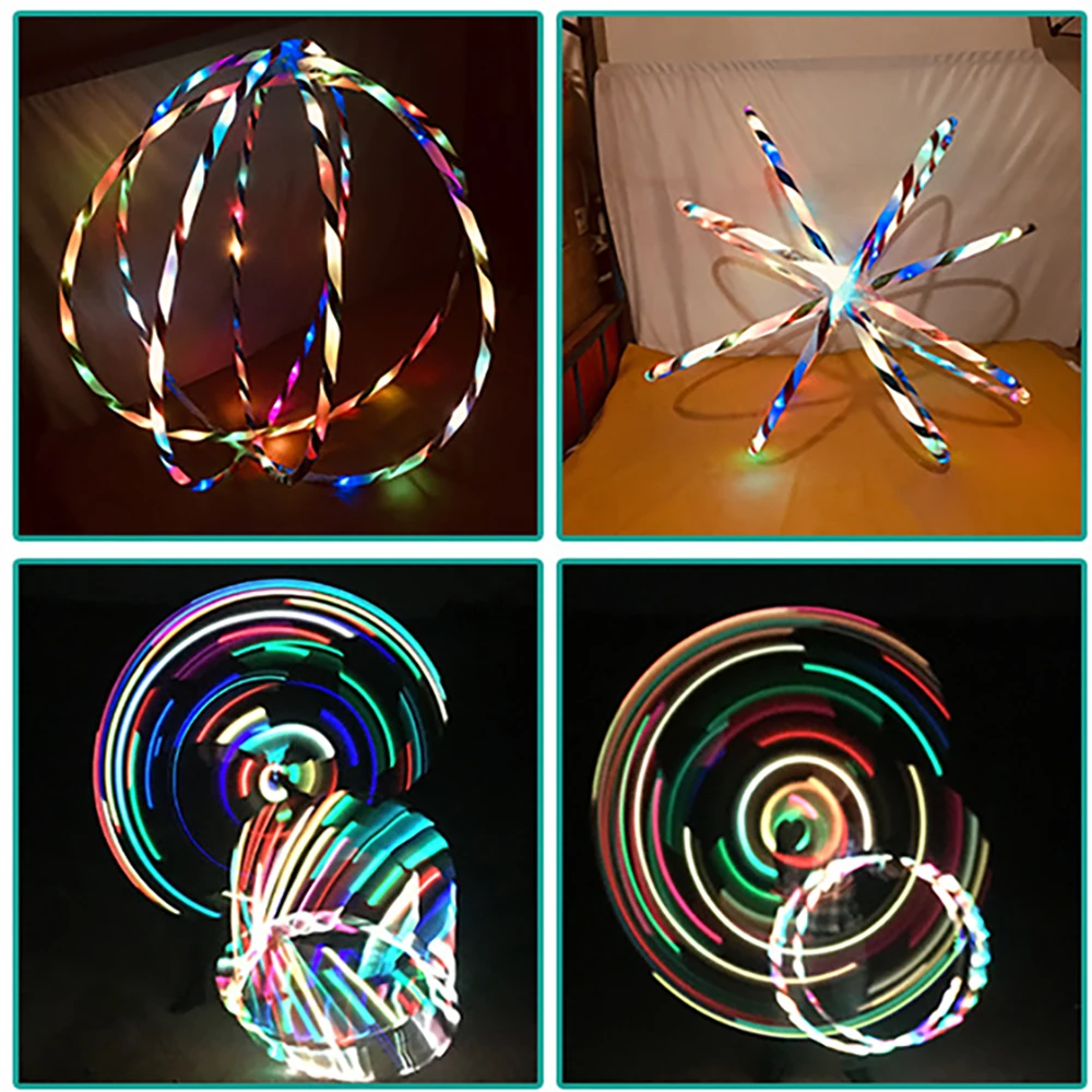 LED Luminous Sports Hoop 60 Diameter Hula Hoop Detachable FitnessCircle Performance Art Abdominal Weight Loss Fitness Equipment