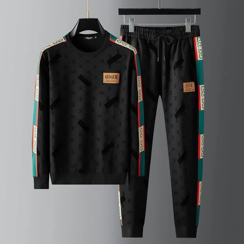 

Luxury brand 2023 sweater set men's autumn winter new youth sports leisure pants webbing splicing two-piece