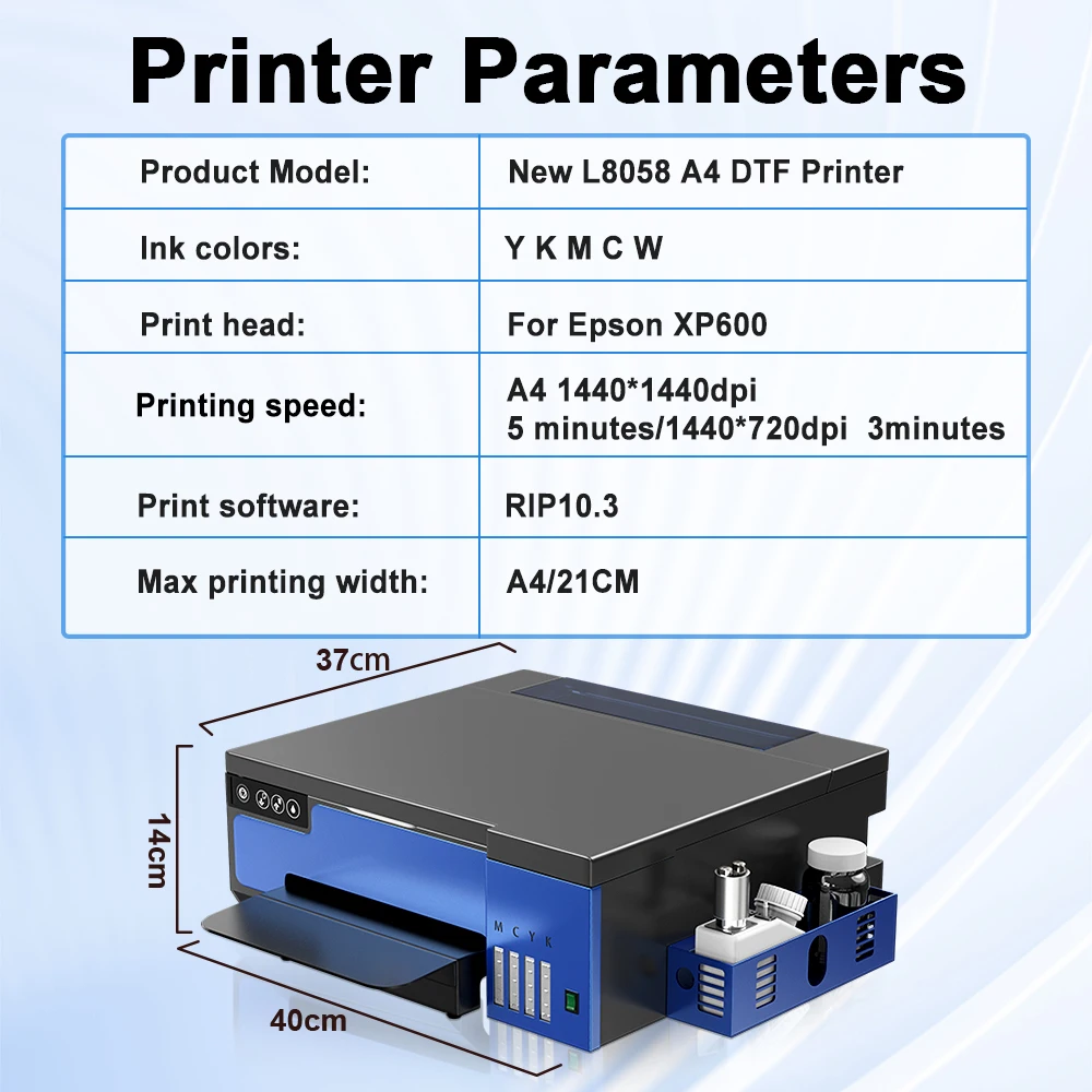 엡손 XP600 티셔츠 인쇄기용 A4 DTF 프린터, L8058 impresora dtf a4 직접 필름 전송 프린터, 의류 인쇄용