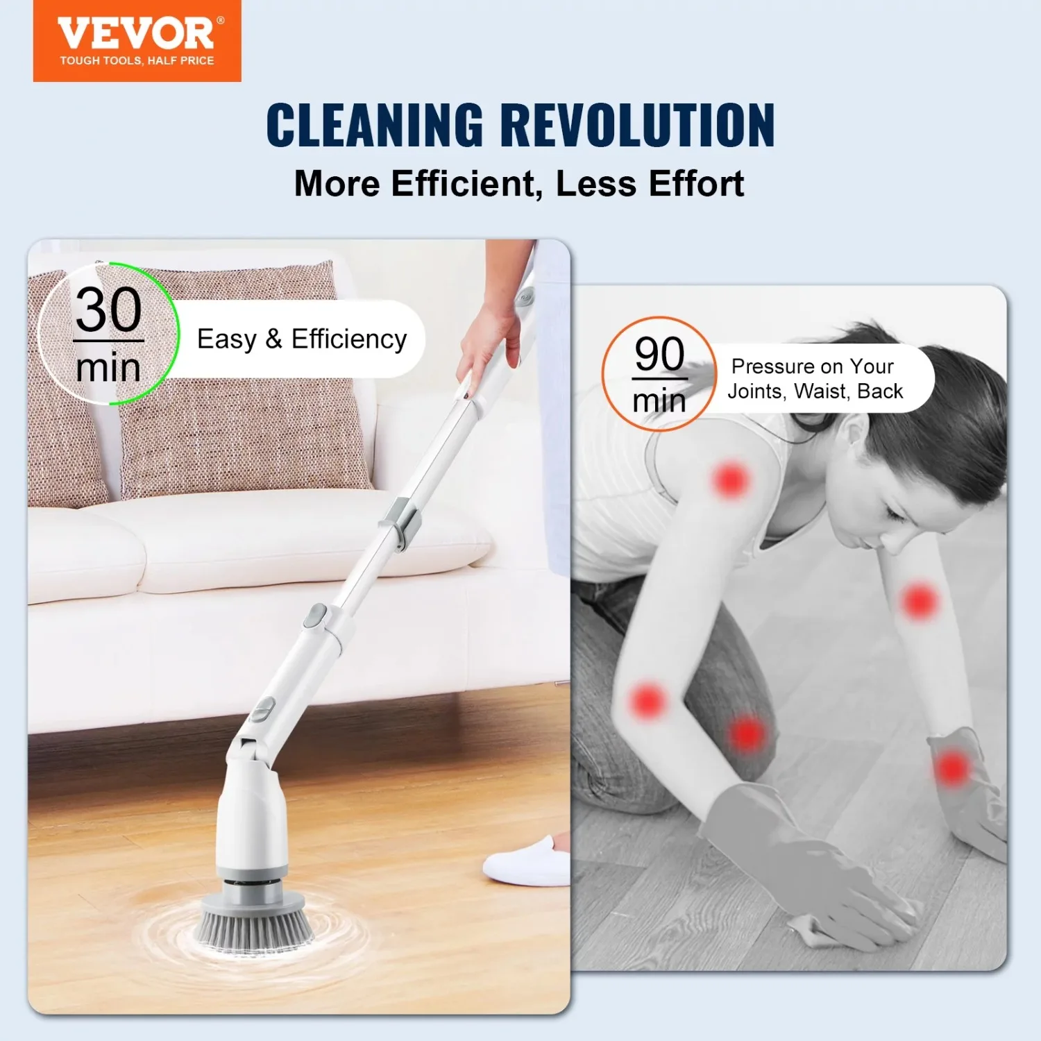 Electric Spin Scrubber 360 Cordless Bathroom Cleaning Brush with 4 Replaceable Brush Heads Adjustable Extension Handle for Tub