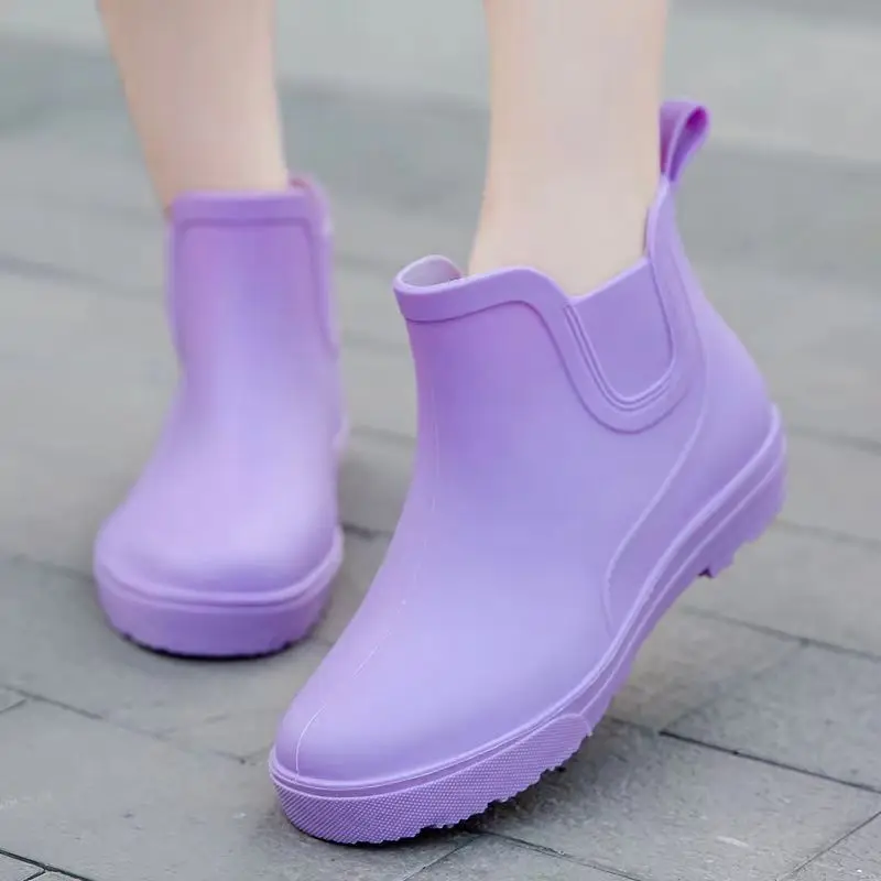 Women's Autumn Winter Rain Shoes Thick Bottom Non Slip Were Resistant High Top Cover Foot Plush Insulated Rain Shoe Working Shoe