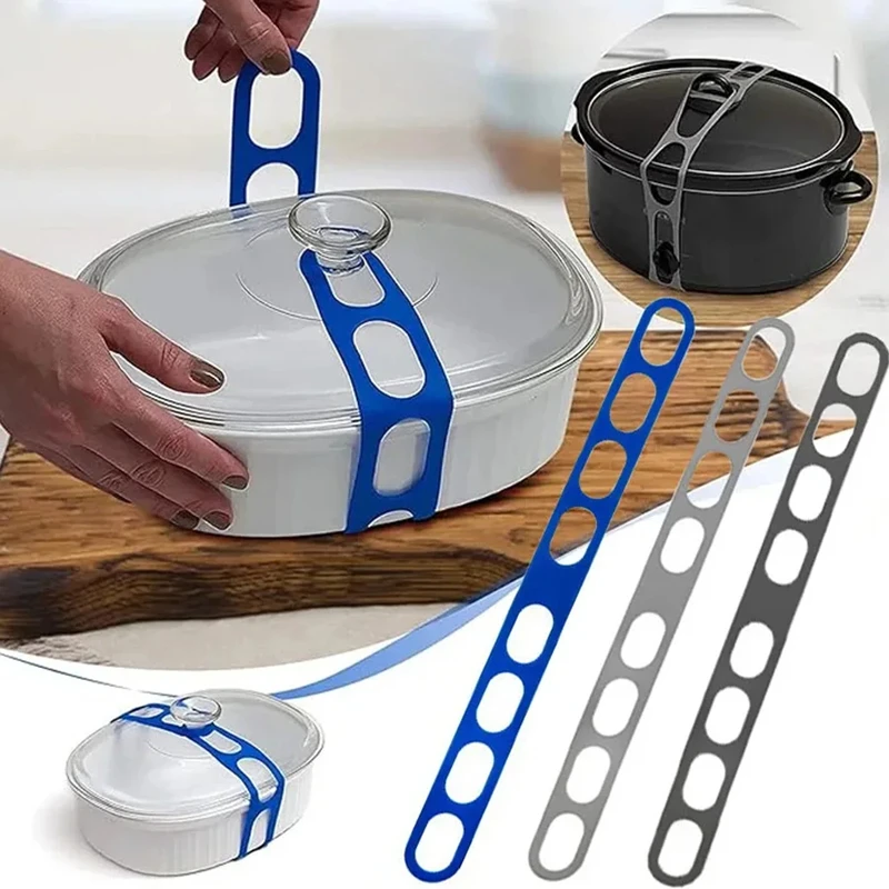 Reusable Lid Strap Silicone Elastic Band Universal Pot Lid Holder for Lunch Box Strap Elastic Band Outdoor Tableware Tool