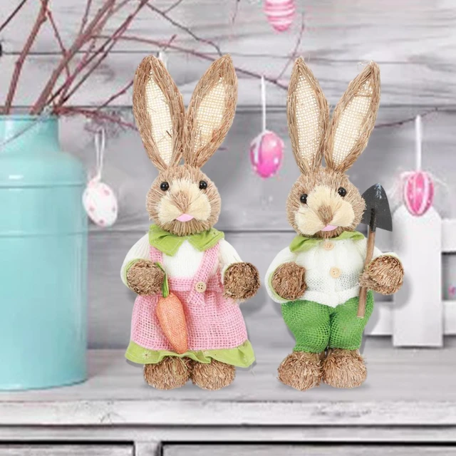 Straw Rabbit Decoration with Clothes Happy Easter Home Garden Wedding  Ornament Photo Props Crafts Bunny - AliExpress