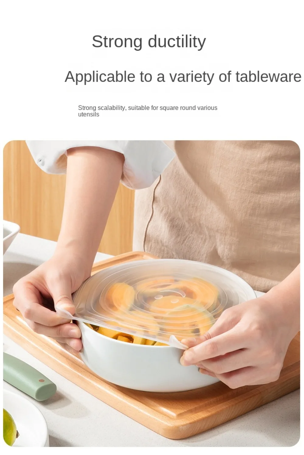 6-pieces set Food Grade Silicone Fresh-keeping Lids Food Sealing Cover Reusable Heat-resistant Lid Kitchen Accessories