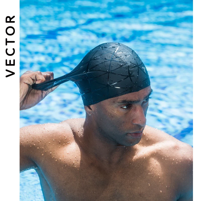 Girls Elastic Waterproof Long Hair Swim Hat Ear Protection Swimming Cap 6A 