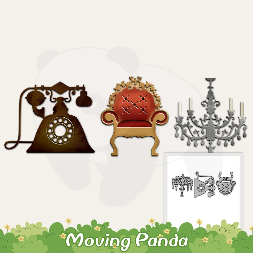

Retro Furniture Metal Cutting Dies European Style Sofa Phone Chandelier DIY Scrapbooking Decor Cut Dies For Handmade Card Album
