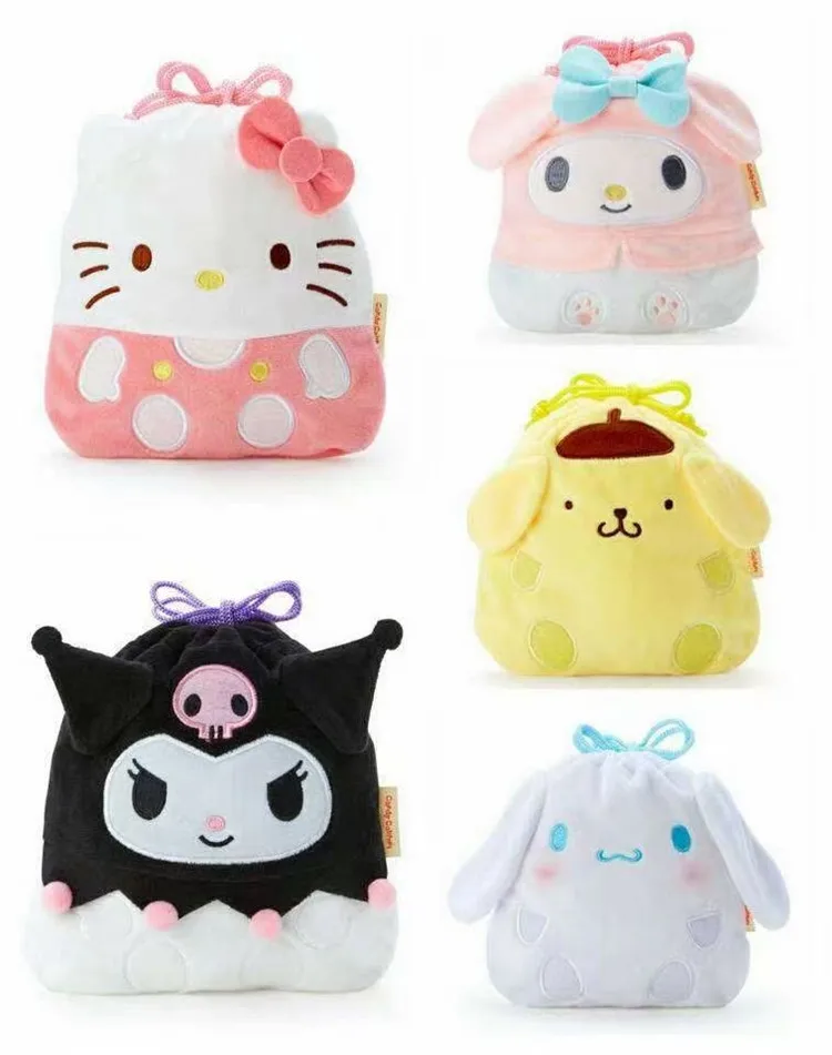 

Cute My Melody Makeup Toilet String Bag Kuromi Plush Storage Drawstring Bag Girls Travel Cosmetic Case Wash Pouch