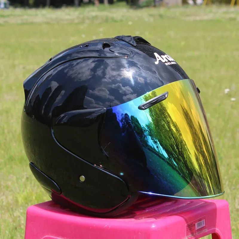 Vintage Helmet Motorcycle For ARAI 3/4 Helmet SZ-Ram 3 Hermonza Lens Fixed Base Top Inlet Trim Accessories and Helmet Visor Black Rainbow Gold Clear Tan transition motorcycle sunglasses