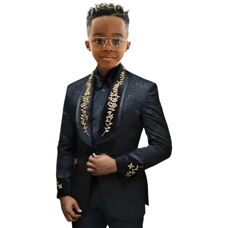 Kids Suit 2 Piece Single Breasted Blazer Boys Wedding Tuxedo Jacket Pants Formal Clothes 2-16 Years Old
