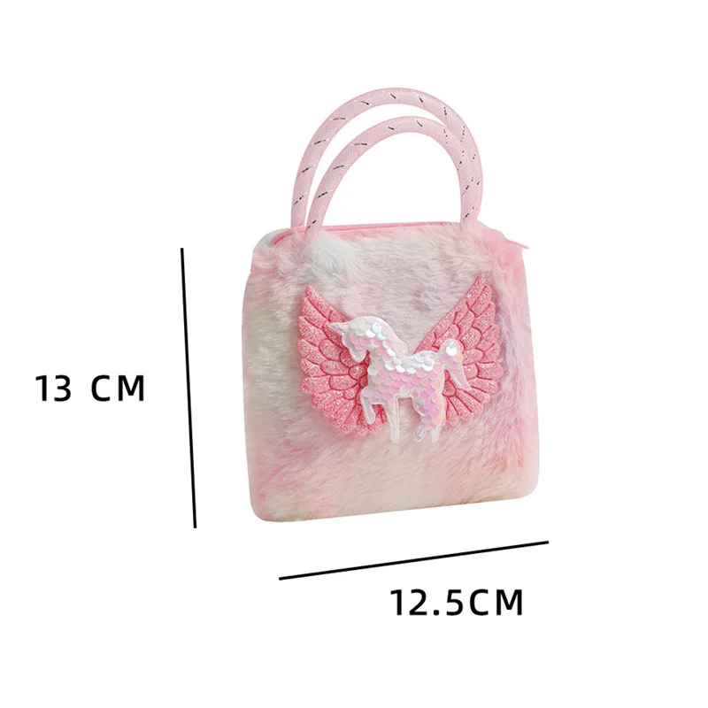Kawaii Cute Cartoon Unicorn Kids Shoulder Bag for Girls Plush Shiny Gradient Color Crossbody Bag Baby Small Stuff Storage Bag