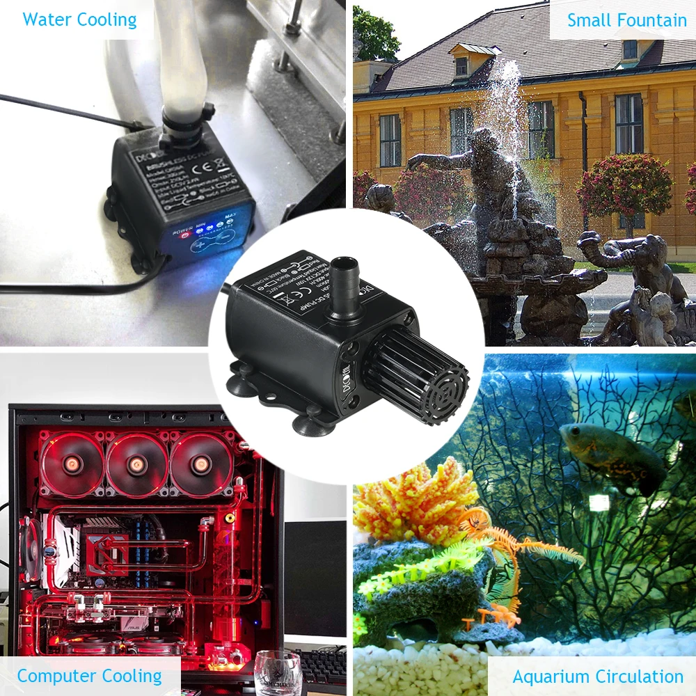 DC12V 10W 400L/H Lift 400cm Brushless Water Pump Ultra-quiet Mini 5.5*2.1mm Female Submersible Fountain Flow Adjustment water pump,aquarium water pump,fish tank pump