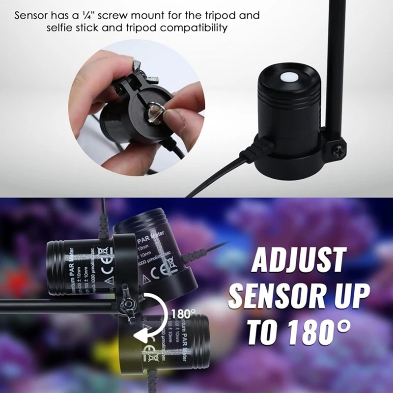 Waterproof Probe Light Meter Digital Display Light Energy Meter Probe Illuminometer Split Type Energy