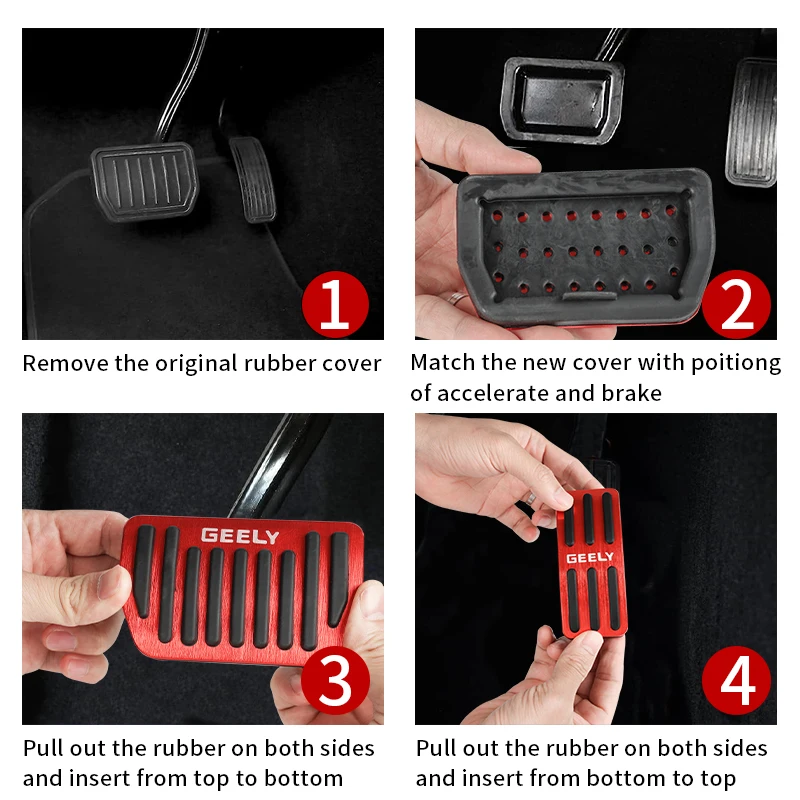 For Geely Monjaro Manjaro Car Pedal Pad Non-Slip Stainless Steel Pedalboard Aluminium Alloy Rubber Brake Cover