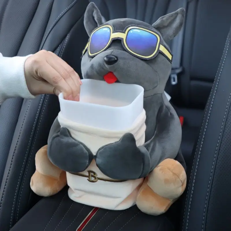 Car Storage Bag Car Trash Can Car Armrest Storage Box Cartoon Cute Car Tissue Box Creative Car Armrest Box Garbage Can 2 In 1 Tissue Bag Multi-functional Storage Bag for Home Office