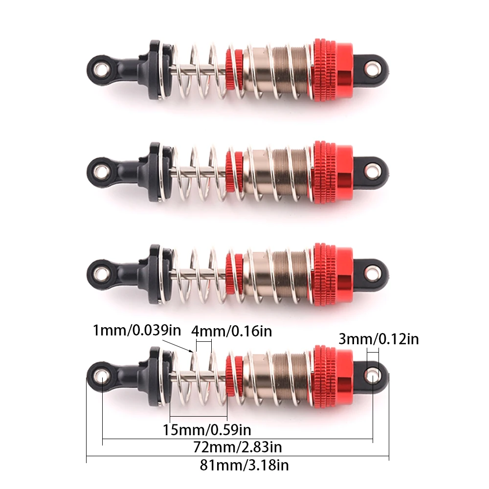 Hydraulic Shock Absorber For SCY 16101 16102 Pro Wltoys 124008 124017 MJX Hyper Go 16207 16208 16210 14301 14210 RC Car Upgraded 3
