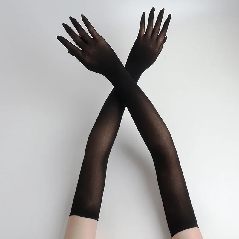Ein Paar hochwertige sexy Strümpfe, Handschuhe, transparent, ultradünn, nahtlos, Anti-Haken-Seide, langer Sonnenschutz, Seide, elegant – Detail 4