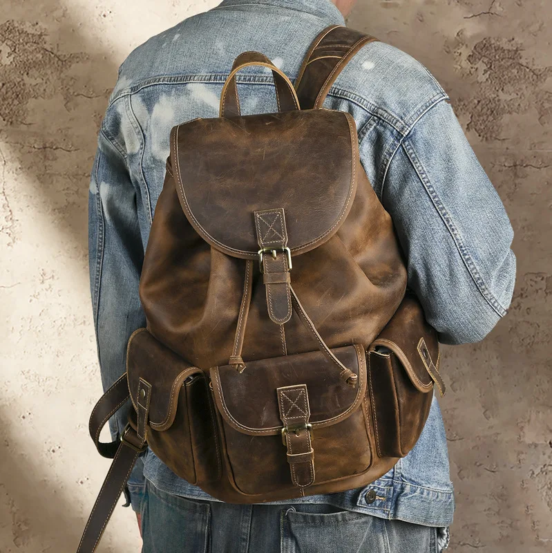 Vintage Leather Backpack for Travel, School, and Work