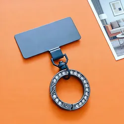 360° Rotatable Stainless Steel Phone Lanyard Clip with Shiny Spring Ring (Black)