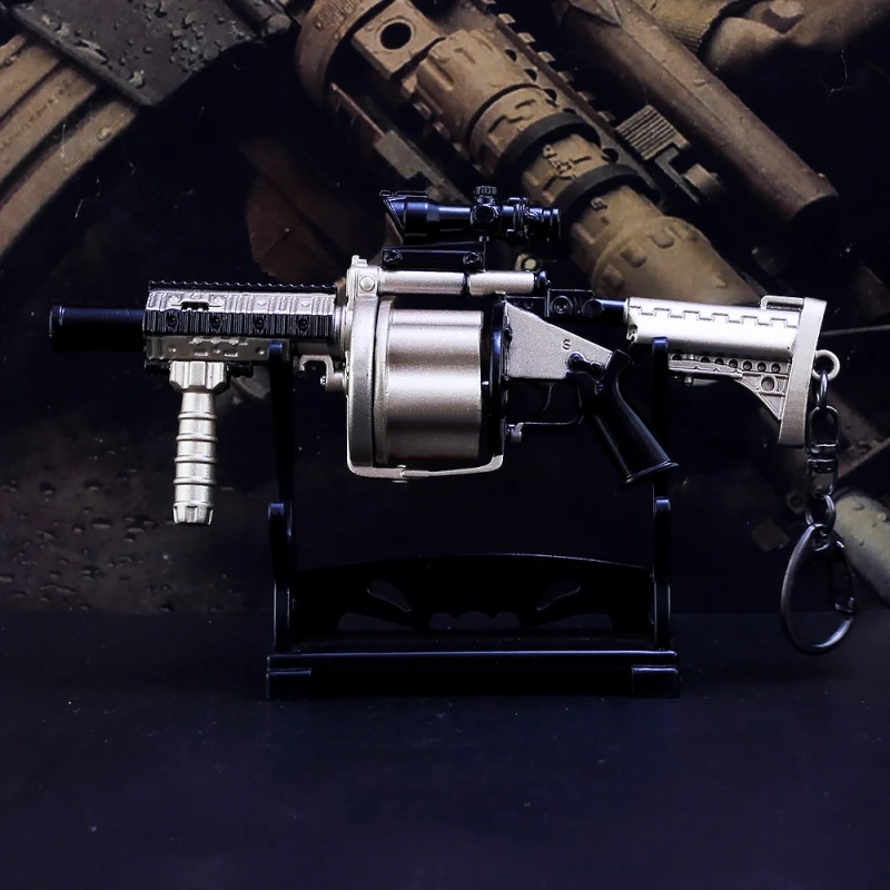 14cm PUBG Weapon Model Metal Playerunknowns Battlegrounds MGL Grenade Launcher Gun Keychain Arms Game Peripheral Gifts for Kids 3