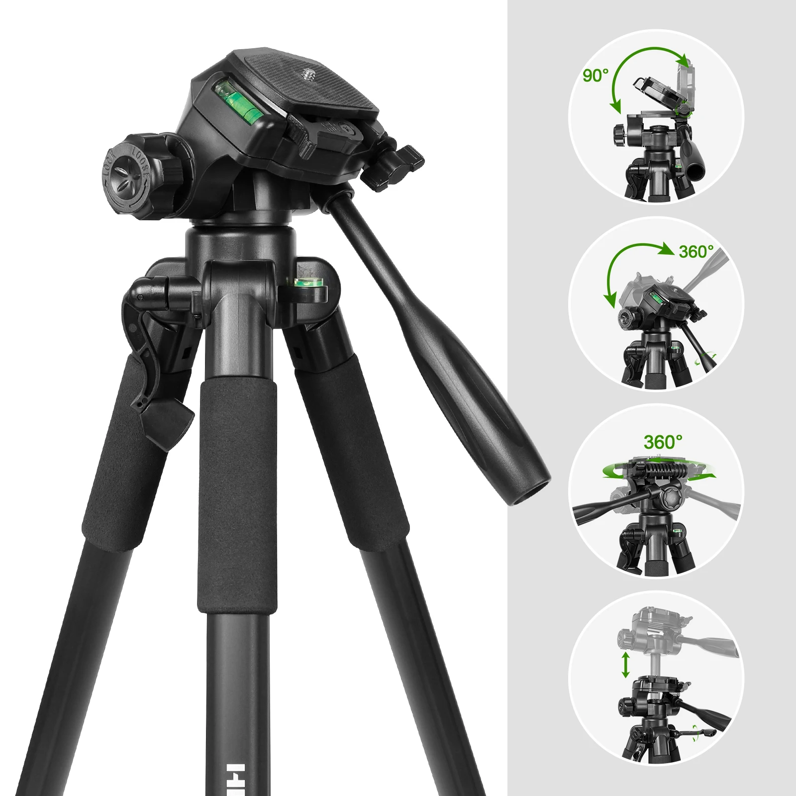 Huepar Tripod For Laser Level 1.6M/62.99'' Stand Adjustable Height With Swivel P