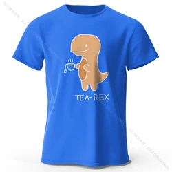 Whimsical Tea - Rex Dinosaur 100% Cotton Unisex T - Shirt - Soft, Breathable, and Playful Design - XXXL (Blue)