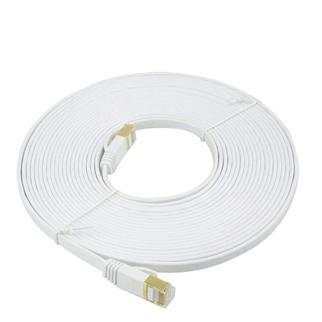 White Black Cat7 Flat Cable Ethernet Cat 7 20m 15m 10m 8m 5m RJ45 Network  Cable Cat7 Patch Cord for Router Modem RJ 45 Lan Cable - AliExpress