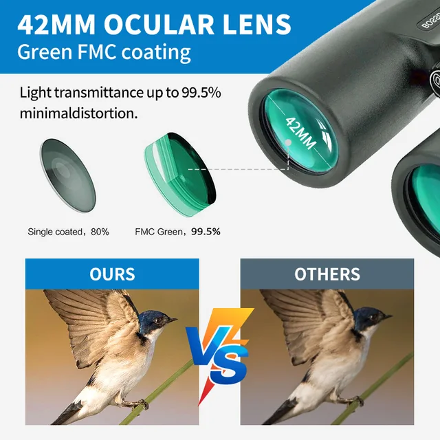 12x42 Binoculars Professional ED Lens Telescope Powerful Long Range BAK4 Prism For Hunting Outdoor Camping IPX7 Waterproof 4