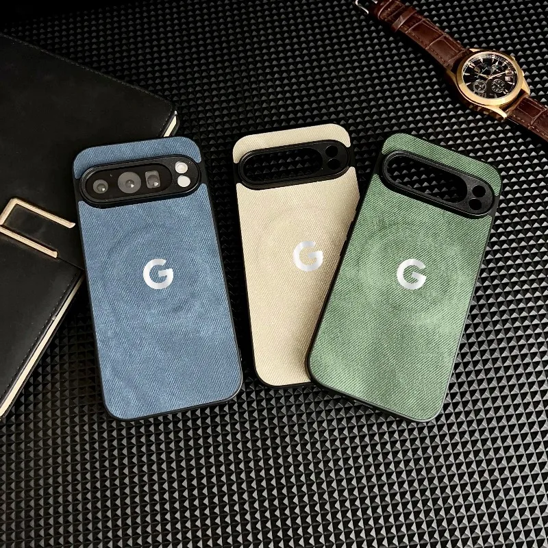 Vintage Denim Texture Magnetic Leather Case with Wireless Charging Compatibility