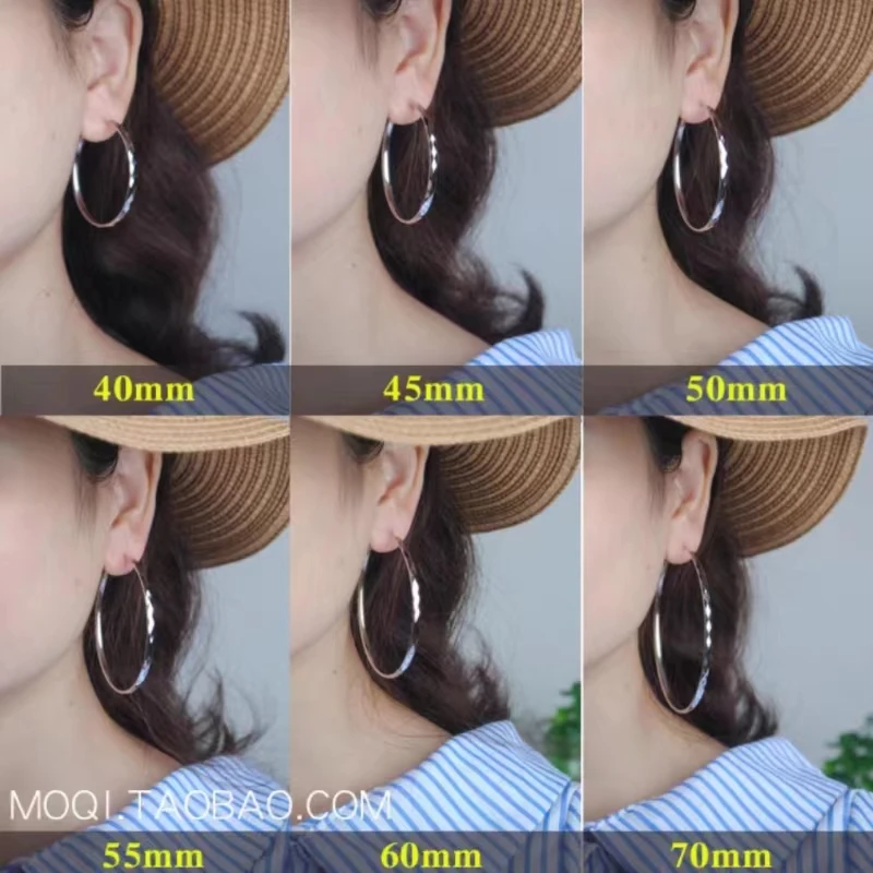 

2024 new 925 Sterling Silver Women 3-10cm small large hoop earrings Statement Ear Ring Fashion Jewelry Gift Nightclub DJ Party