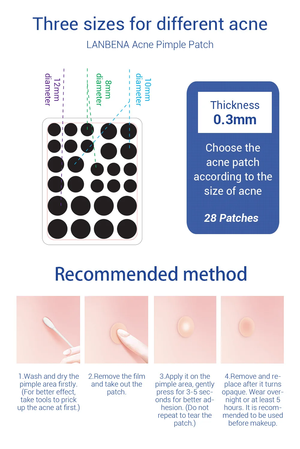 Description Picture 4 of itemLANBENA Invisible Acne Pimple Patch Face Mask Acne Pimple Blemish Removal Stickers Acne Treatment Master Daily / Night Use