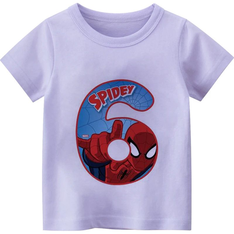 New Children Boy Disney spiderman My 0-9th Birthday Number Print Name T-shirt Birthday Gift Present Clothes Baby Letter Tops Tee vintage t shirts T-Shirts