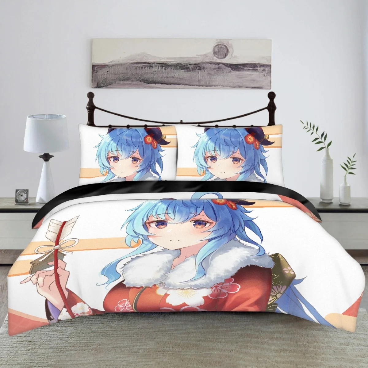 

TOADDMOS Ganyu Anime Genshin Impact Designer Comfortable Soft Duvet Cover Kids Boys Girls Bedroom 3PC Bedding Set Pillowcases