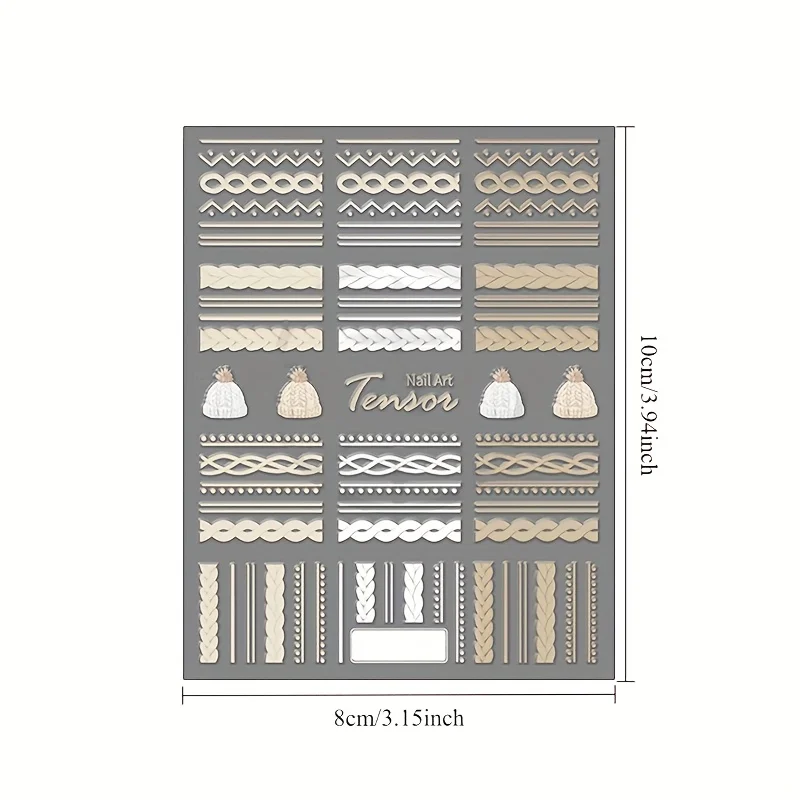 1pc Elegant Sweater Pattern Nail Stickers - Matte Finish,Self-Adhesive,Single Use,Cartoon Design,Ideal for Nail Art & Decoration