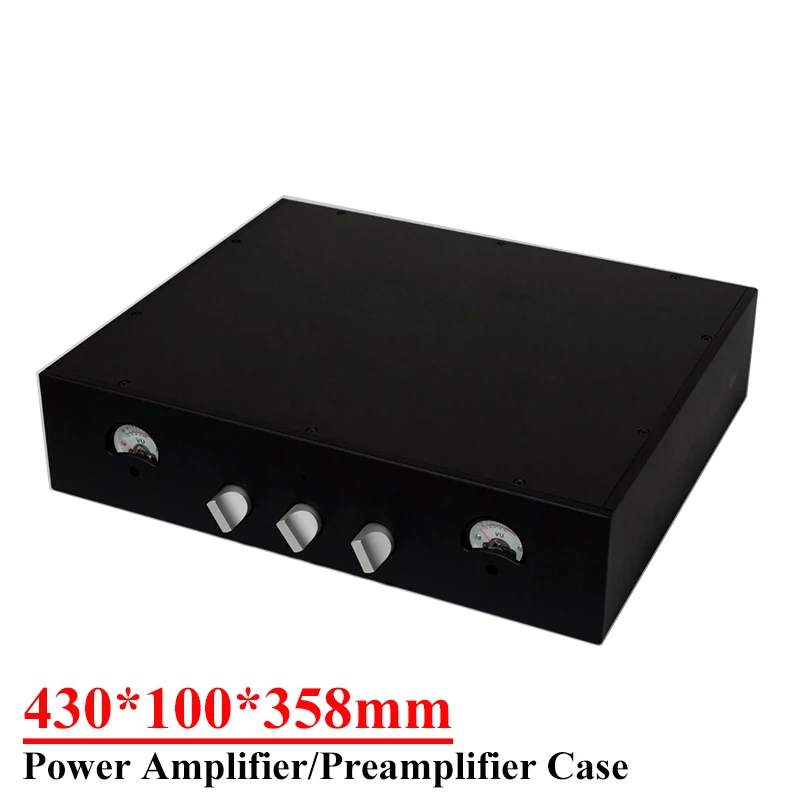 

430*100* 358mm All Aluminum Power Amplifier Enclosure Case Vu Meter Preamplifier Chassis Diy Audio Amplifier Accessories