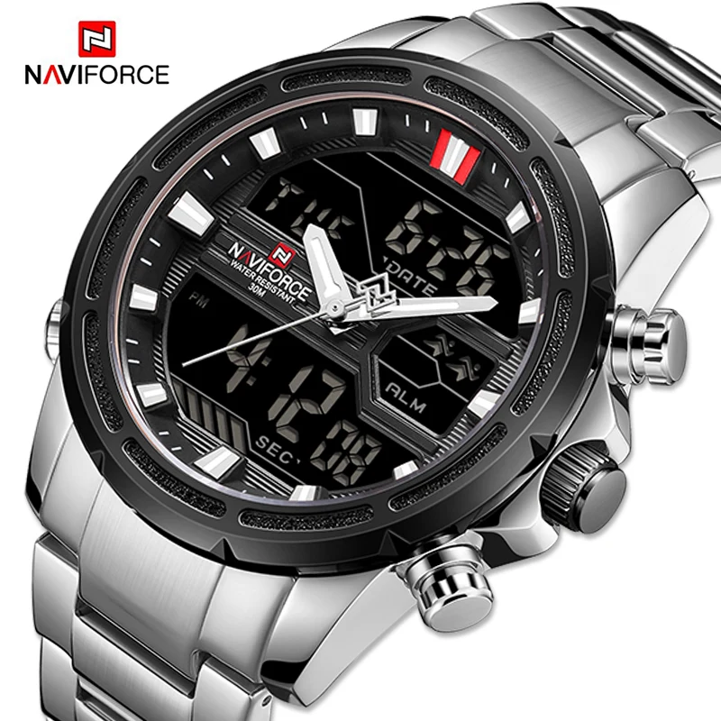 NAVIFORCE Watches for Men Luxury Brand Sport Quartz Wristwatch Waterproof Military Digital Male Clock Steel Relogio Masculino 1