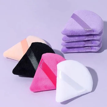 6Pcs Triangular Flocked Powder Puff Set Soft Velour Makeup Sponge for Loose Powder Setting Baking