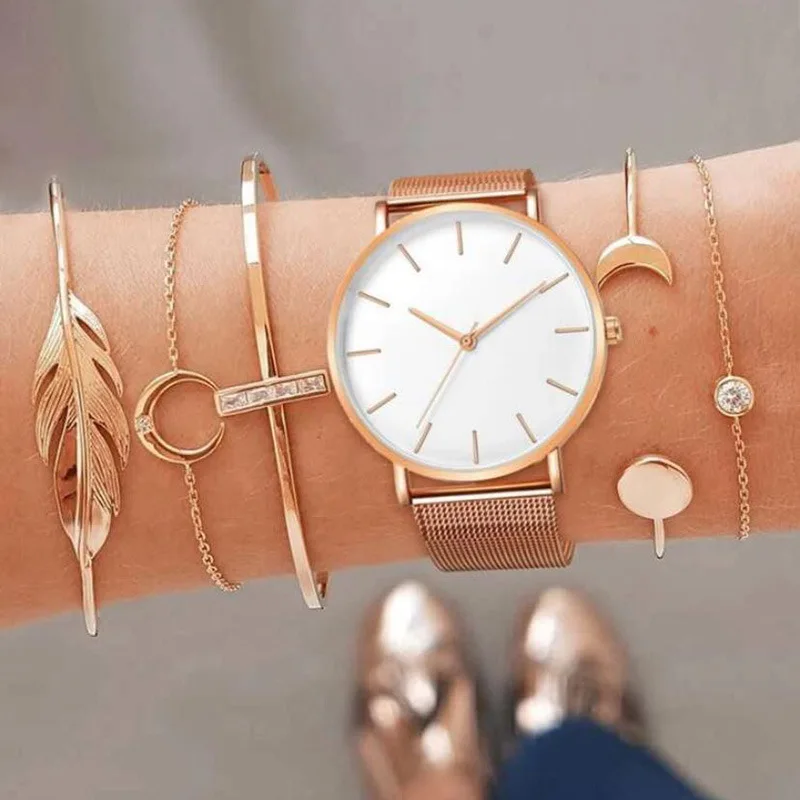 Luxury Simple Watches for Women Stainless Steel Mesh Rose Gold Women's Quartz Wristwatch Fashion Casual Ladies Clock Gift  Reloj 2