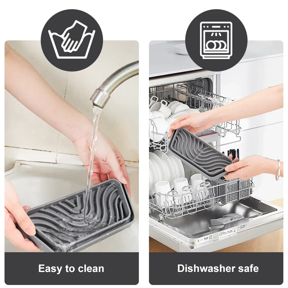 New Silicone Water Dispenser Tray Splash Proof Drainage Mat Refrigerator Drip Tray Cuttable Drain Tray for Drip Pad Accessories 5