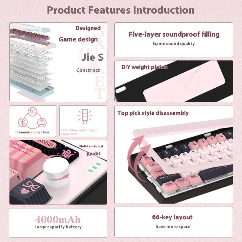 RECCAZR PAPER PLANE66 기계식 키보드 맞춤형 베어본 키트 제어 손잡이로 핫 스왑 가능 동적 RGB CNC 알루미늄 쉘