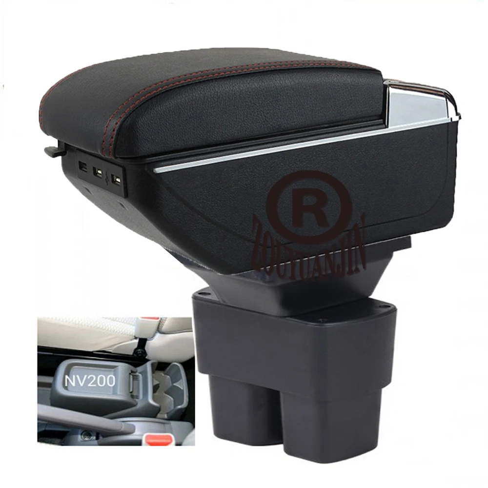

For Car Nissan NV200 Evalia Armrest Box Central Content Interior Arm Elbow Rest Storage Case Car-styling with USB Cup Holder