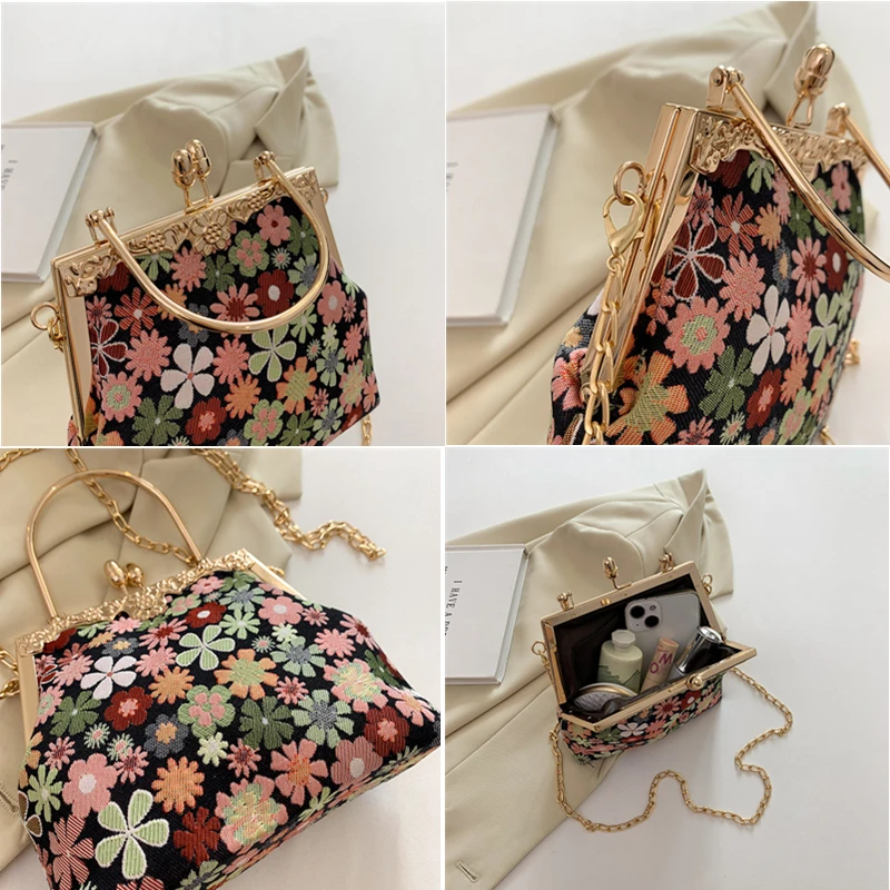 Pochette Da Sera Donna Con Nappe, Borsa A Tracolla Elegante In Lega Di Zinco E Nylon, Per Matrimoni E Feste