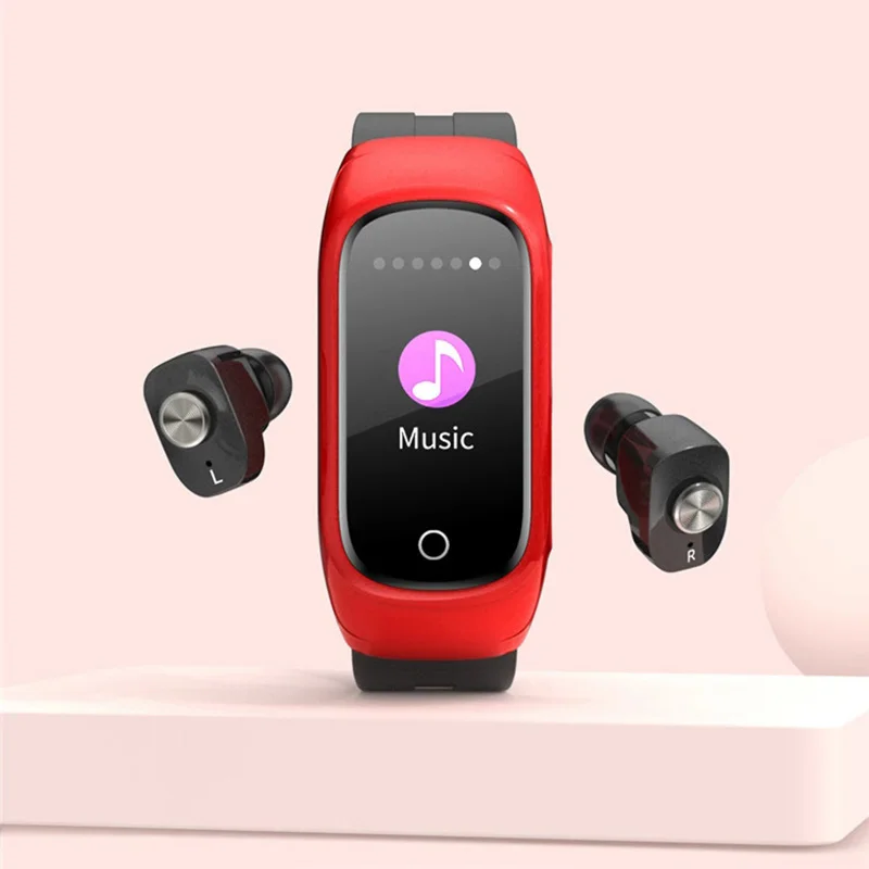

Новинка 2023 Спортивные Беспроводные Bluetooth наушники и умный Браслет 2 в 1 TWS Bluetooth 5,0 гарнитура пульсометр артериальное давление фитнес