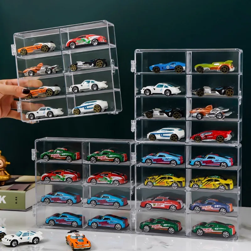 1Pc Antipolvere Hotwheels Cabinet Rack 1:64 Display Box Modello Di Auto Giocattolo Acrilico