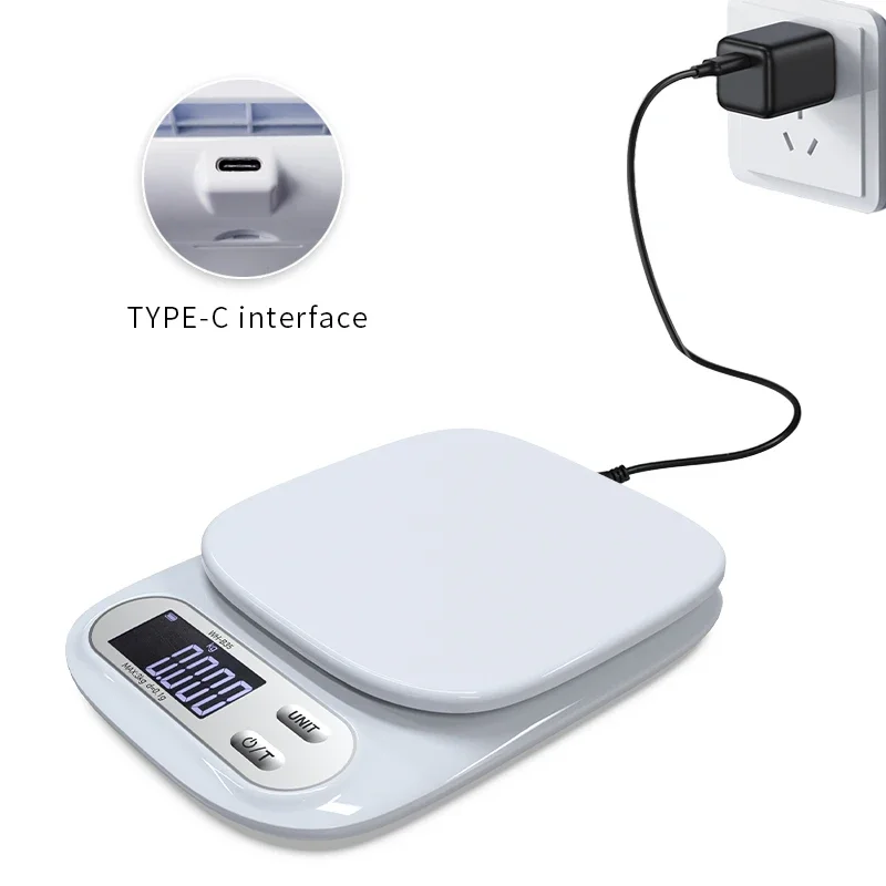 High-Precision Digital Kitchen Scale with LCD Display and Rechargeable Option