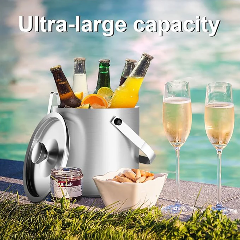 

Versatile Ice Bucket With Lid For Variety Of Drinks Durable Construction Stainless Steel Ice Bucket