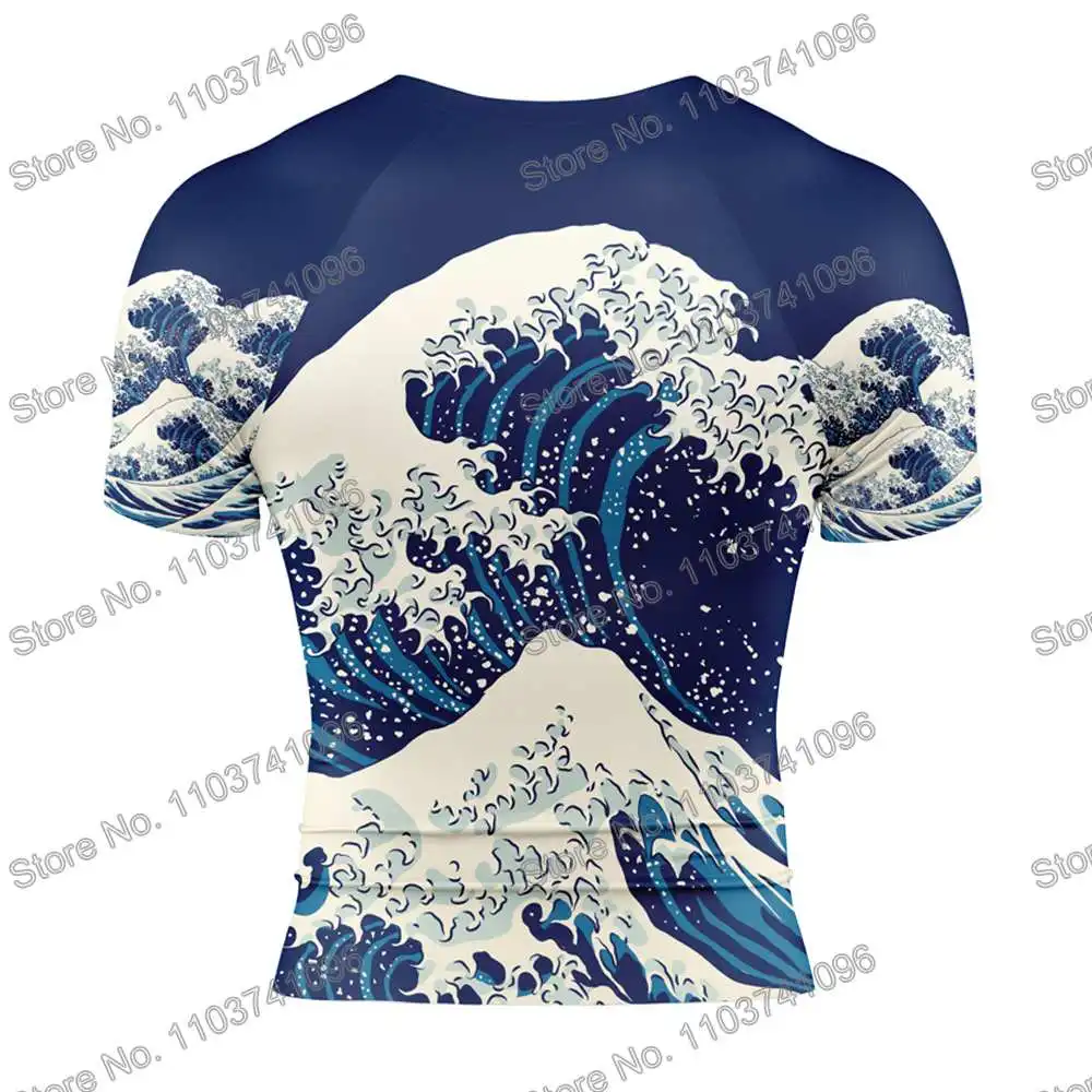 Great Wave Surf Clothing BJJ MMA Men Rash Guard Short Sleeve Diving T-Shirt Tight Swimwear Summer Beach Floatsuit Women GYM Tops