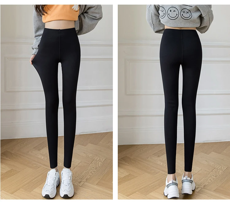 CHRLEISURE Zimske sportske ženske tople crne debele uske Veet hlače elastične push-up modne uske tajice ženske nove_voghion.com