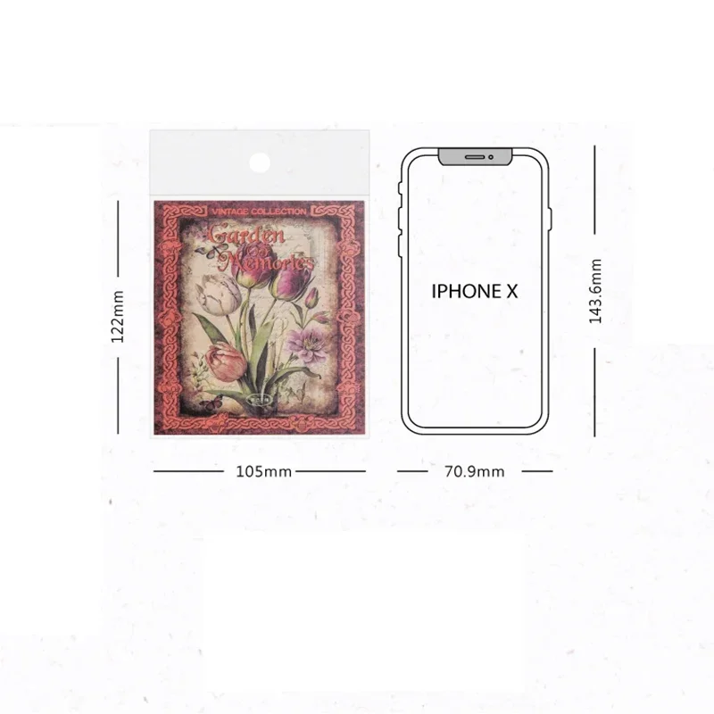 빈티지 소재 종이 책 메모리 꽃 필드 레트로 꽃 배경 장식, 필기 재료 스크랩북, 12x10cm, 50 매